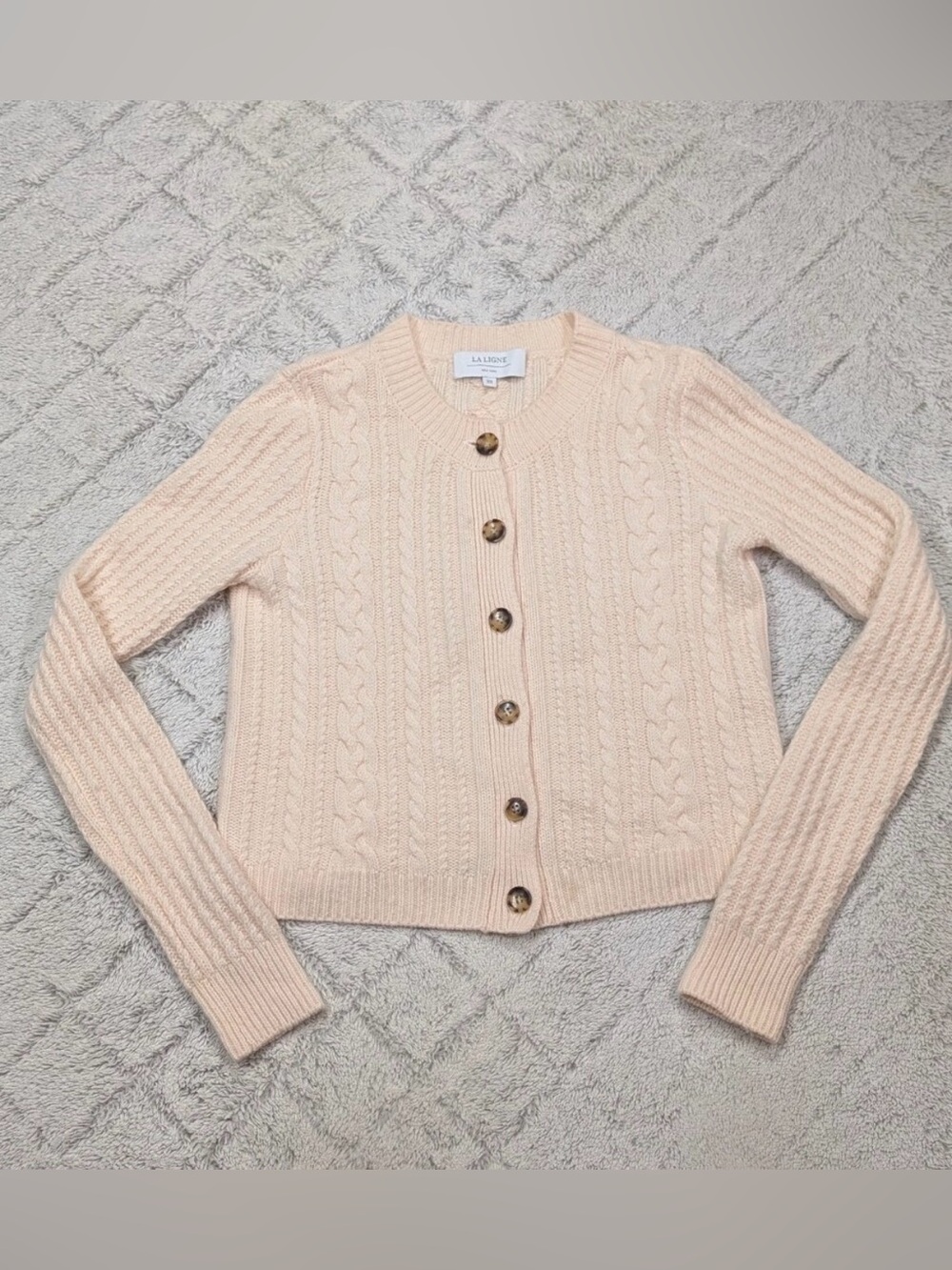 RARE La Ligne Campagne Cream Cable Knit Cardigan (Size XS) - Picture 1 of 5